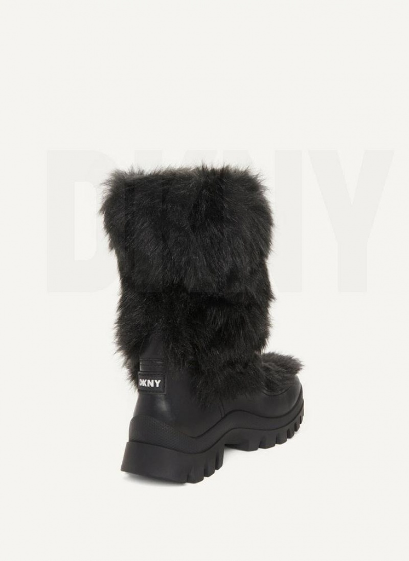 DKNY Faux Fur Lug Sole Stiefel Damen Schwarz | Austria_D0676