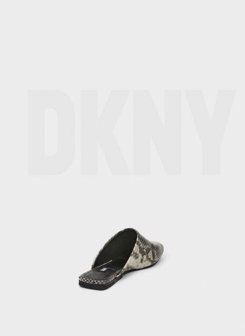 DKNY Flache Python Pantoletten Damen Schwarz Weiß | Austria_D1059