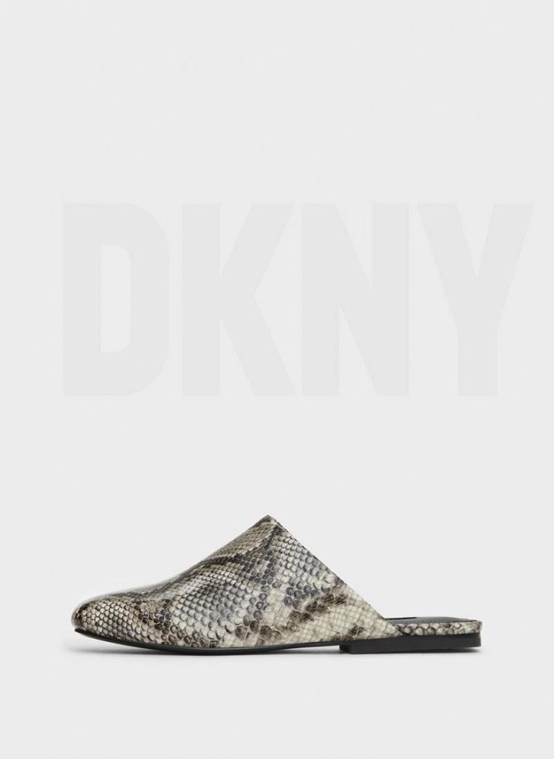 DKNY Flache Python Pantoletten Damen Schwarz Weiß | Austria_D1059