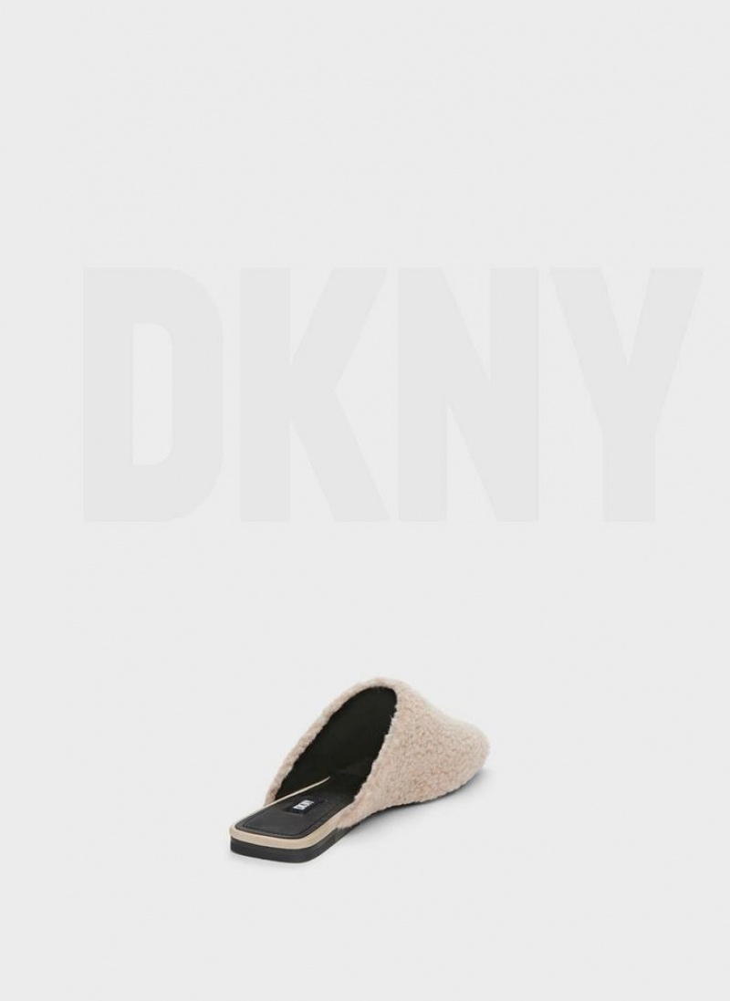 DKNY Flache Sherpa Pantoletten Damen Weiß | Austria_D0805