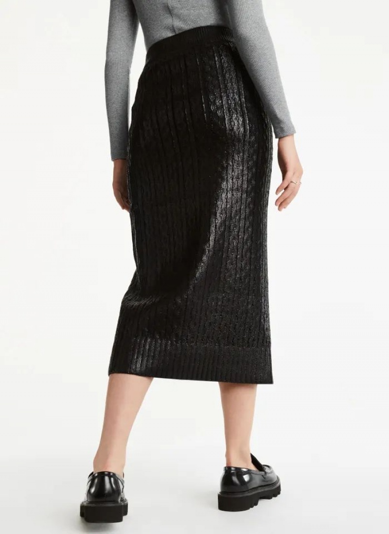 DKNY Foil Maxi Röcke Damen Schwarz | Austria_D1721