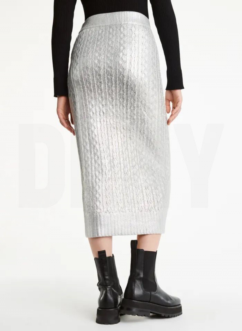 DKNY Foil Maxi Röcke Damen Weiß | Austria_D0907