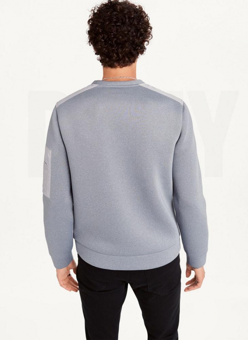 DKNY Foil Panel Crew Neck Sweatshirts Herren Silber | Austria_D1933