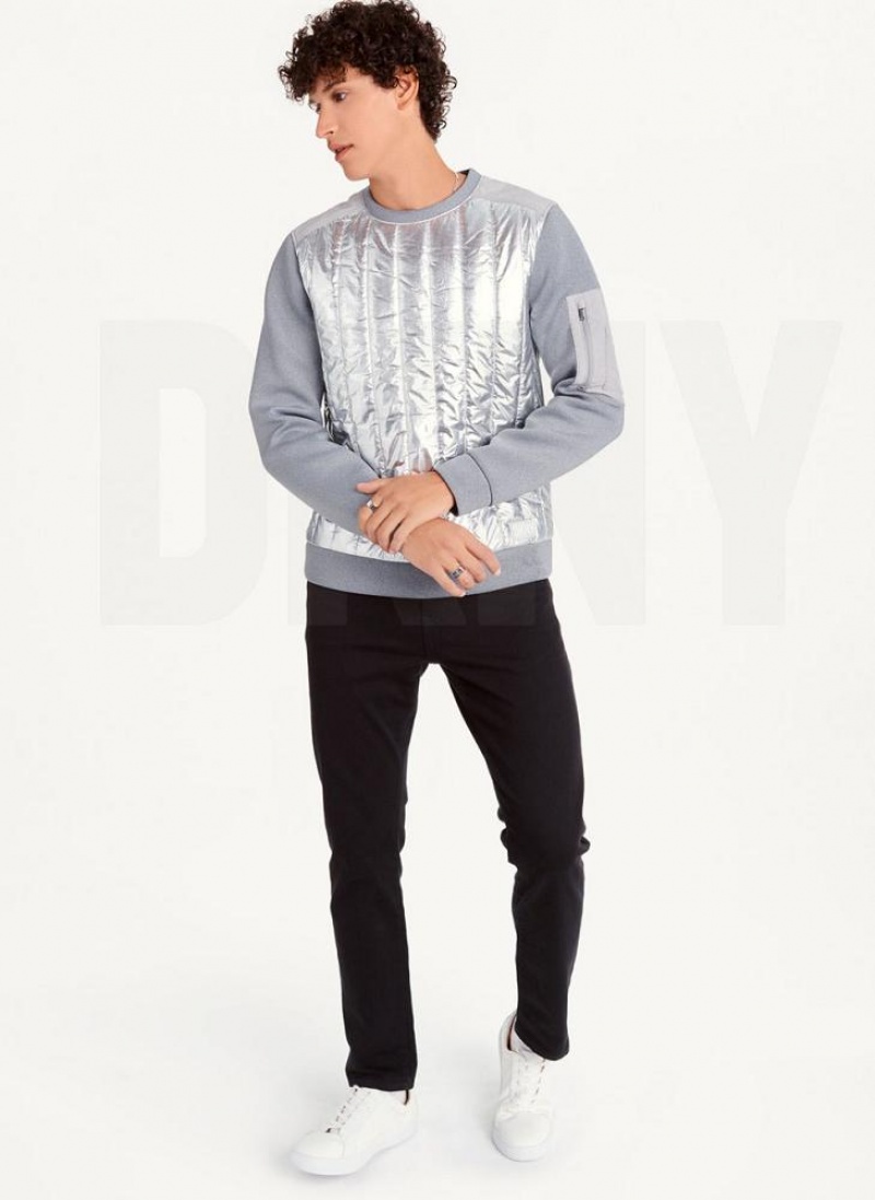 DKNY Foil Panel Crew Neck Sweatshirts Herren Silber | Austria_D1933