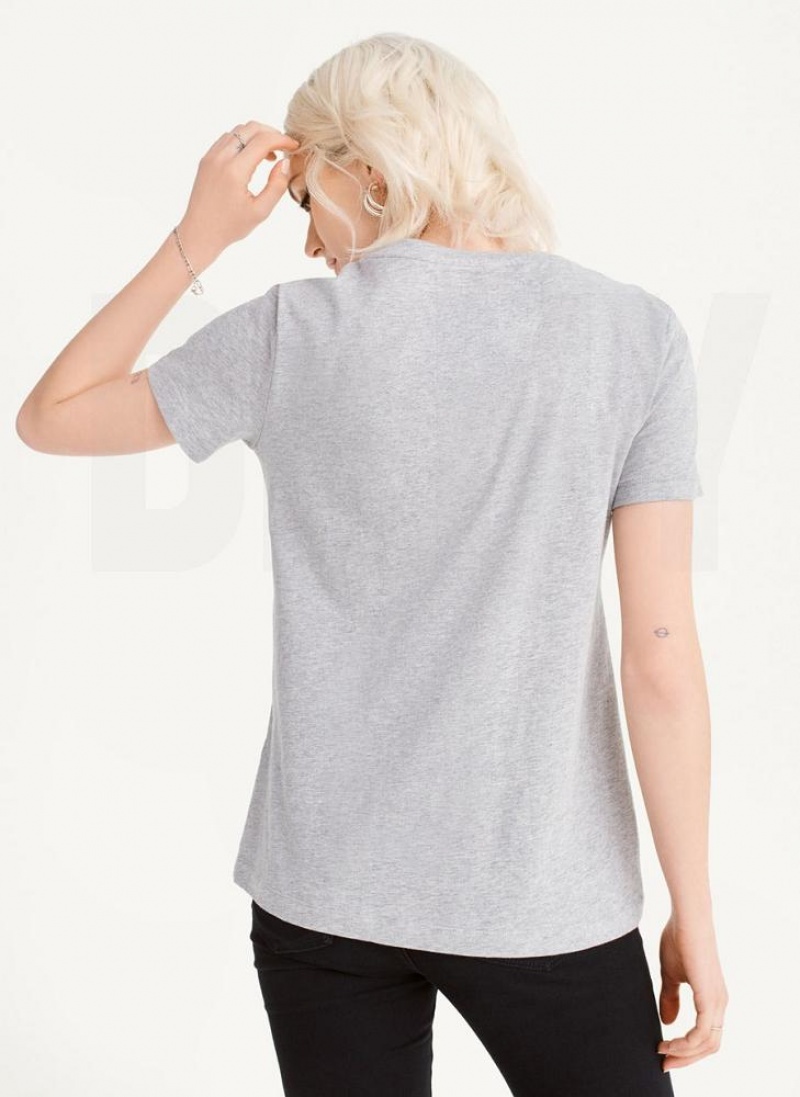 DKNY Foundation Logo T-shirts Damen Grau | Austria_D0945