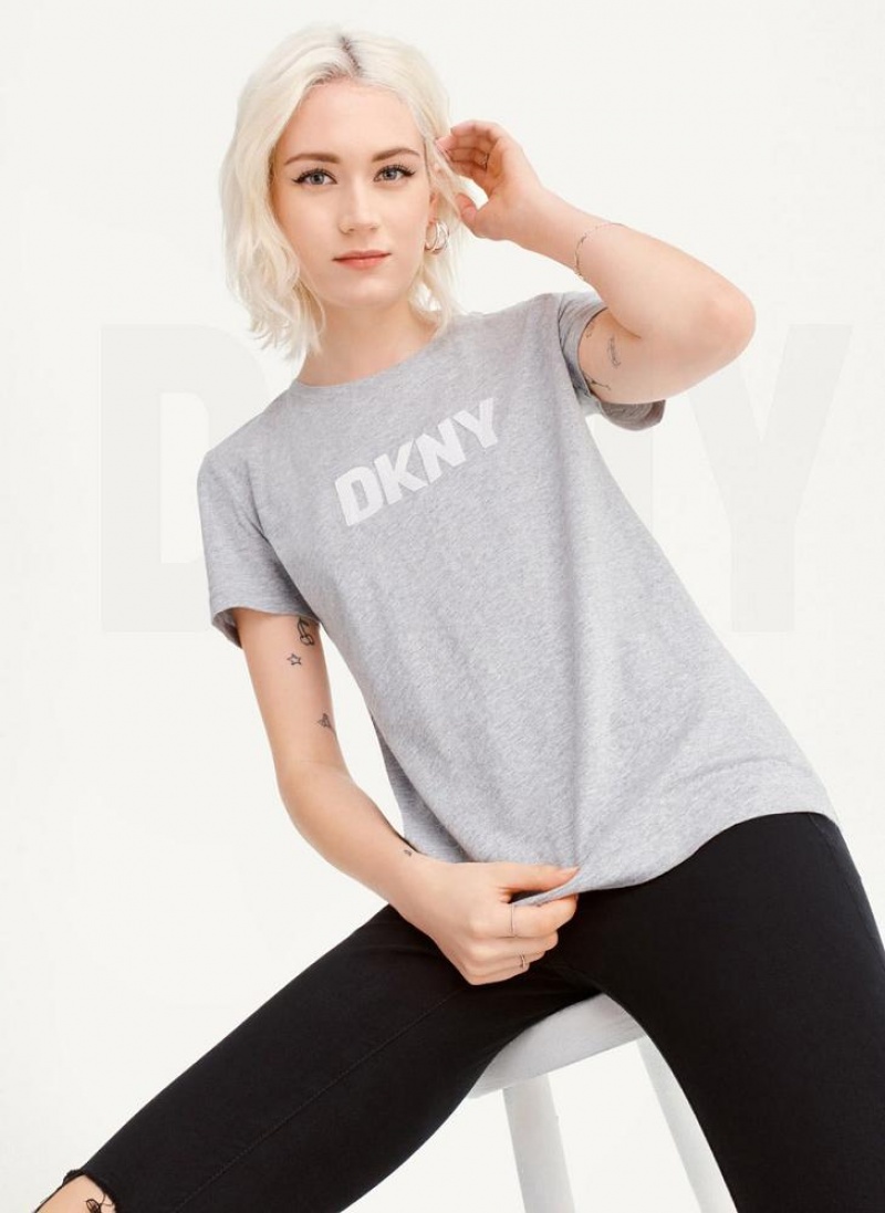 DKNY Foundation Logo T-shirts Damen Grau | Austria_D0945