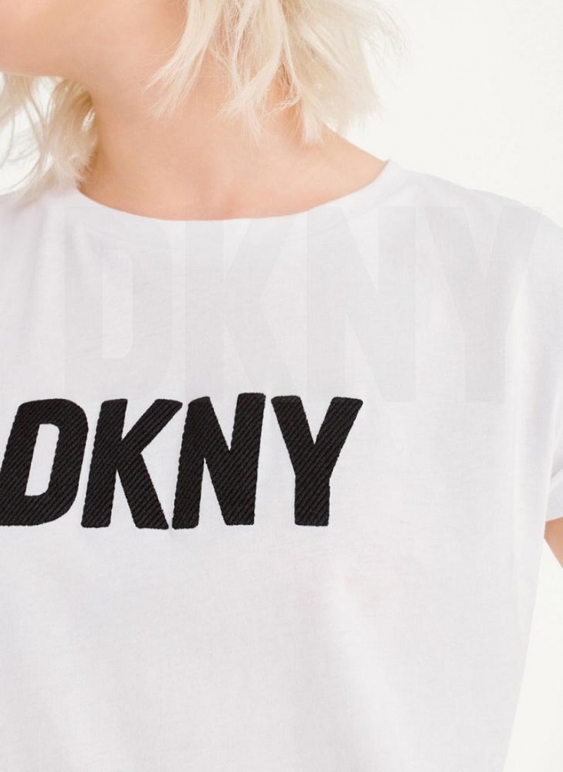 DKNY Foundation Logo T-shirts Damen Weiß Schwarz | Austria_D0554