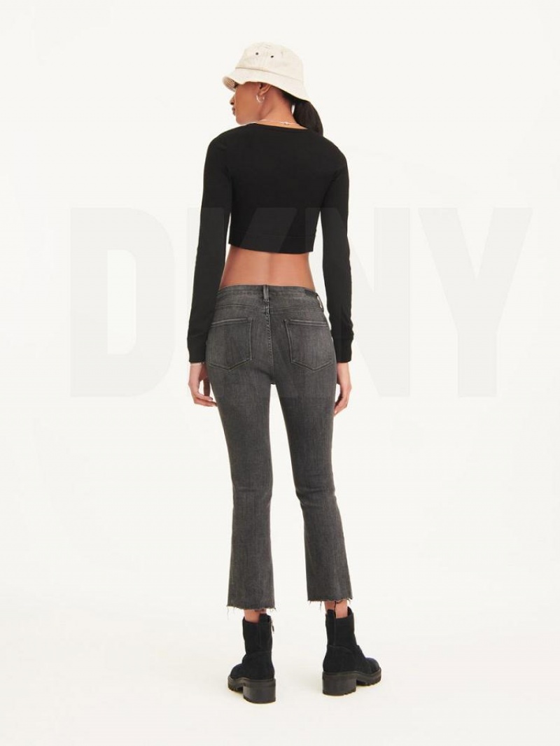 DKNY Foundation Slim Stright Crop With Raw Hem Jeans Damen Grau | Austria_D0741