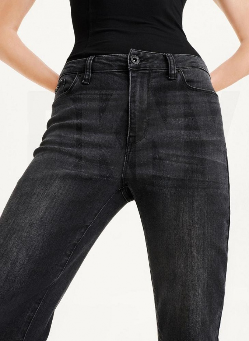 DKNY Foundation Slim Stright Crop With Raw Hem Jeans Damen Schwarz | Austria_D0764