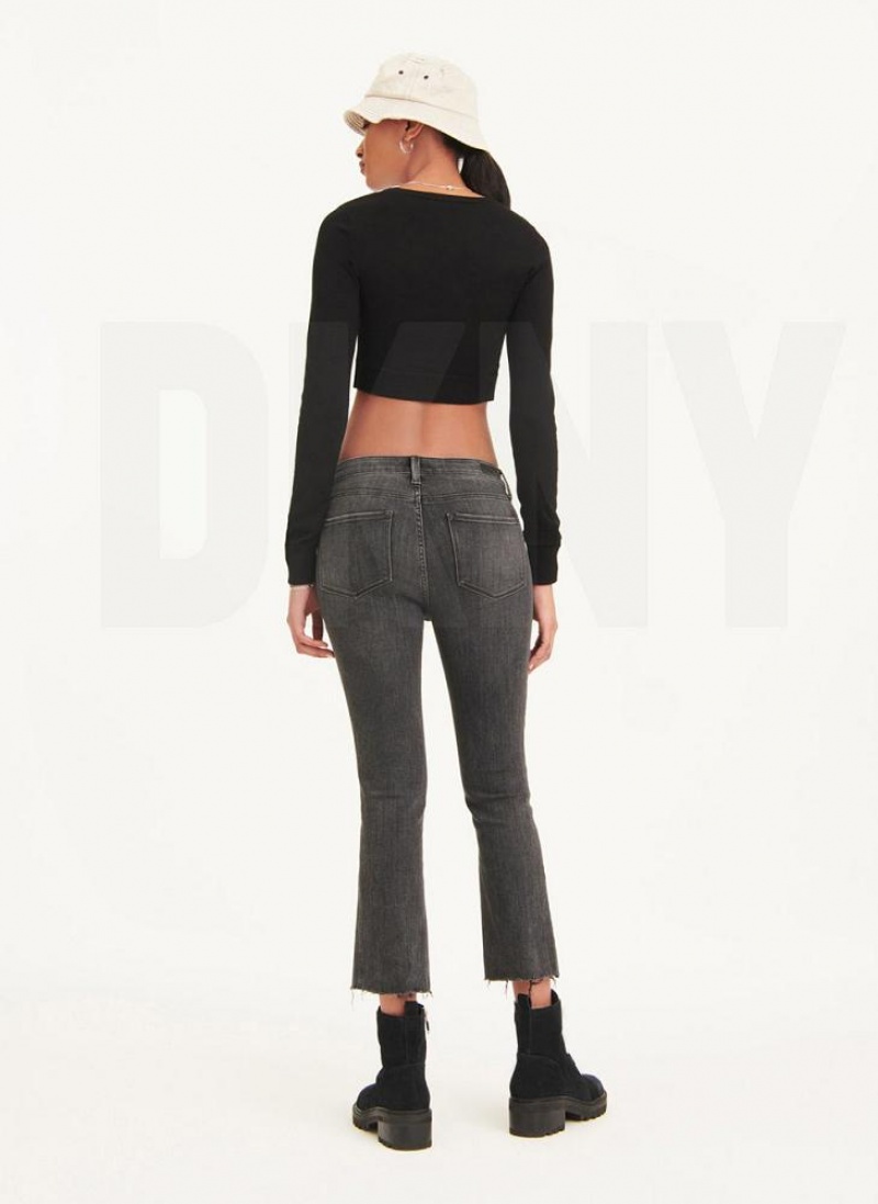 DKNY Foundation Slim Stright Crop With Raw Hem Jeans Damen Schwarz | Austria_D0764