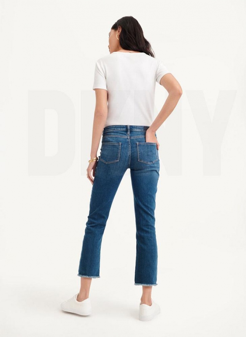 DKNY Foundation - Slim Stright Crop Jeans Damen Blau | Austria_D1797