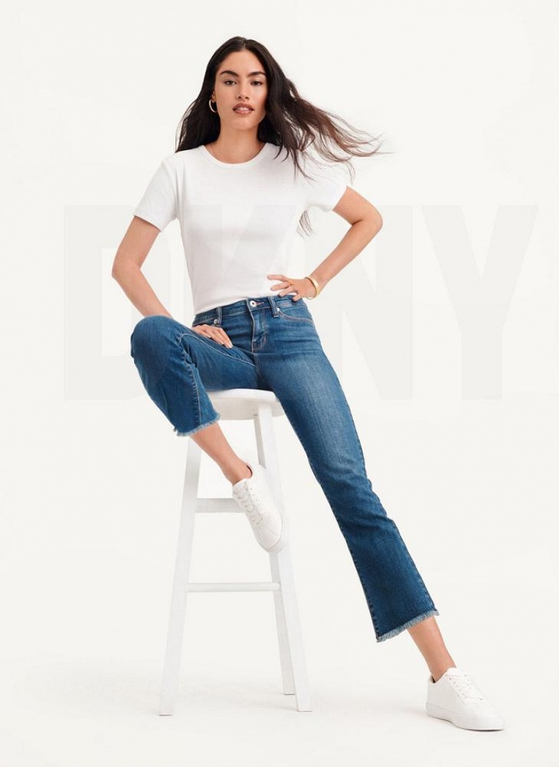 DKNY Foundation - Slim Stright Crop Jeans Damen Blau | Austria_D1797