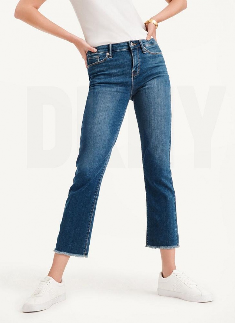 DKNY Foundation - Slim Stright Crop Jeans Damen Blau | Austria_D1797