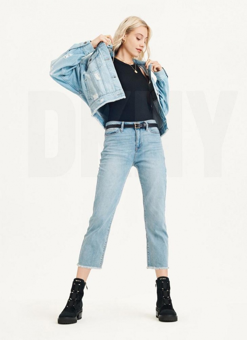 DKNY Foundation - Slim Stright Crop Jeans Damen Blau | Austria_D0709