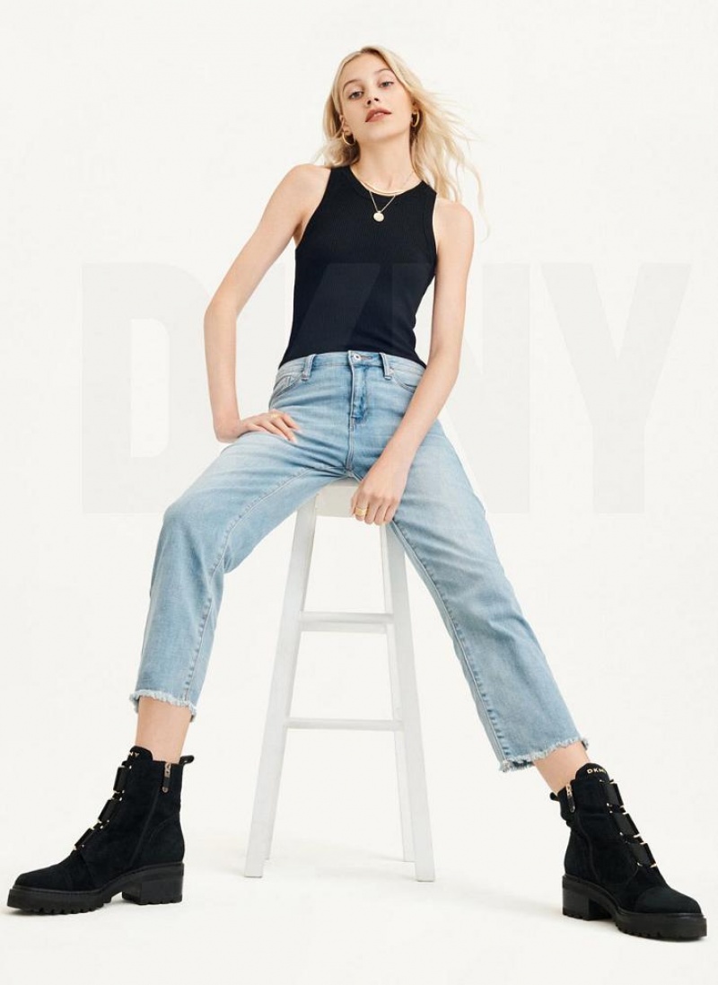 DKNY Foundation - Slim Stright Crop Jeans Damen Blau | Austria_D0709