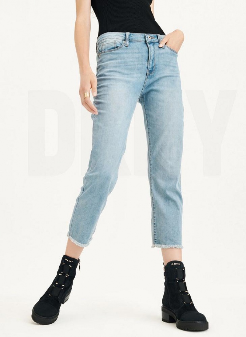 DKNY Foundation - Slim Stright Crop Jeans Damen Blau | Austria_D0709