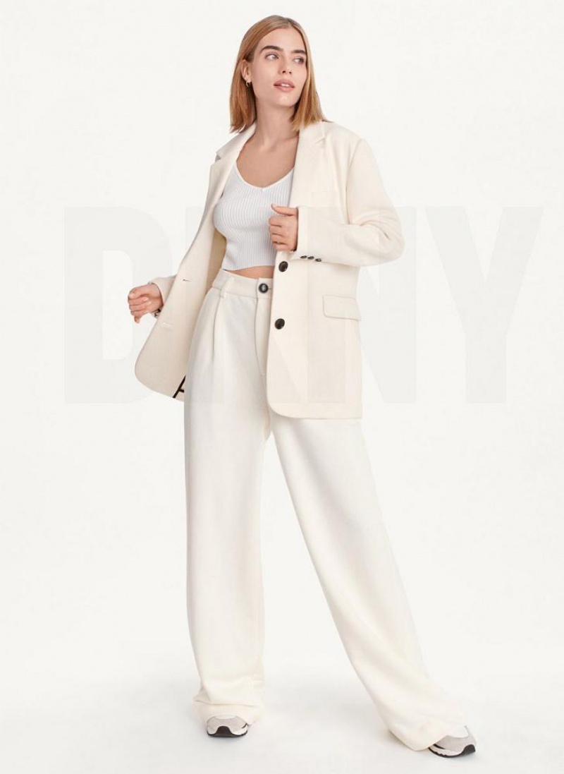 DKNY French Terry Soft Blazer Damen Weiß | Austria_D0704