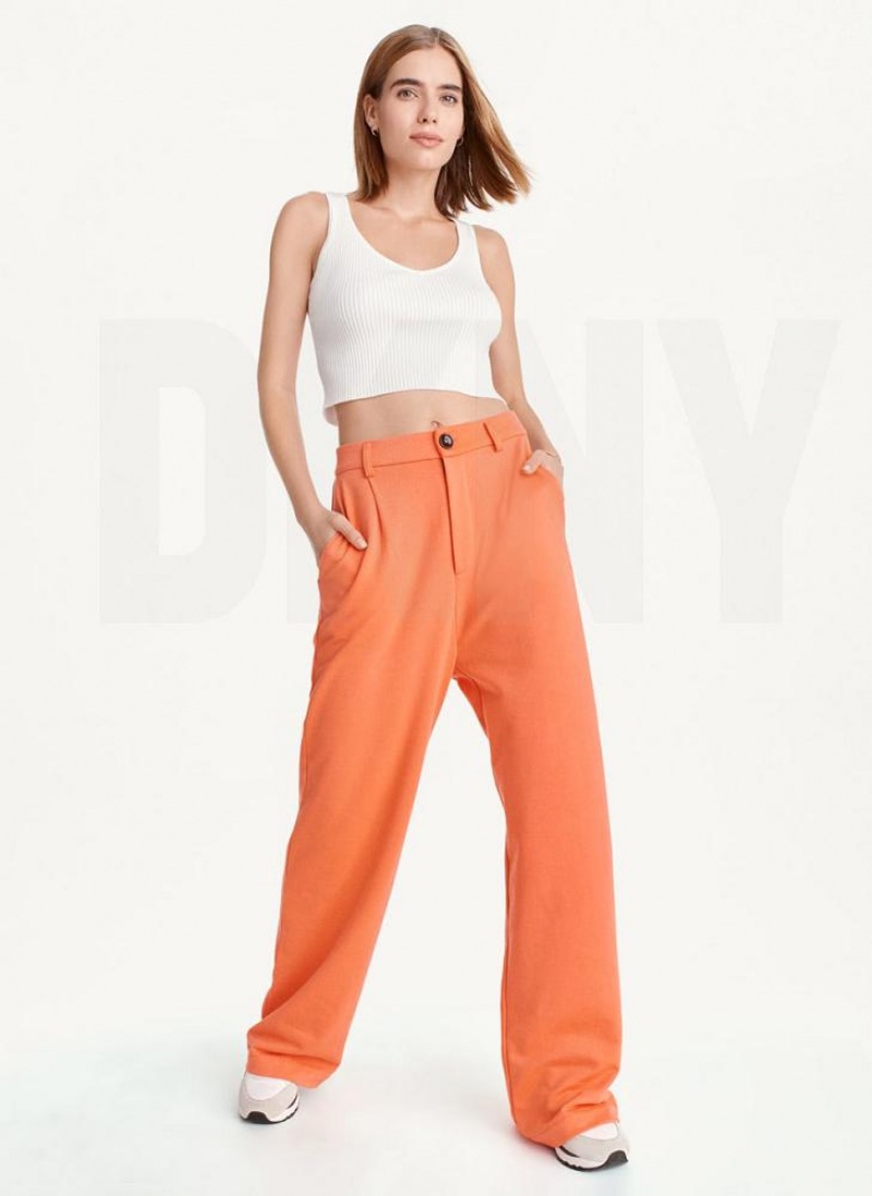 DKNY French Terry Weite Leg Hose Damen Orange | Austria_D1641