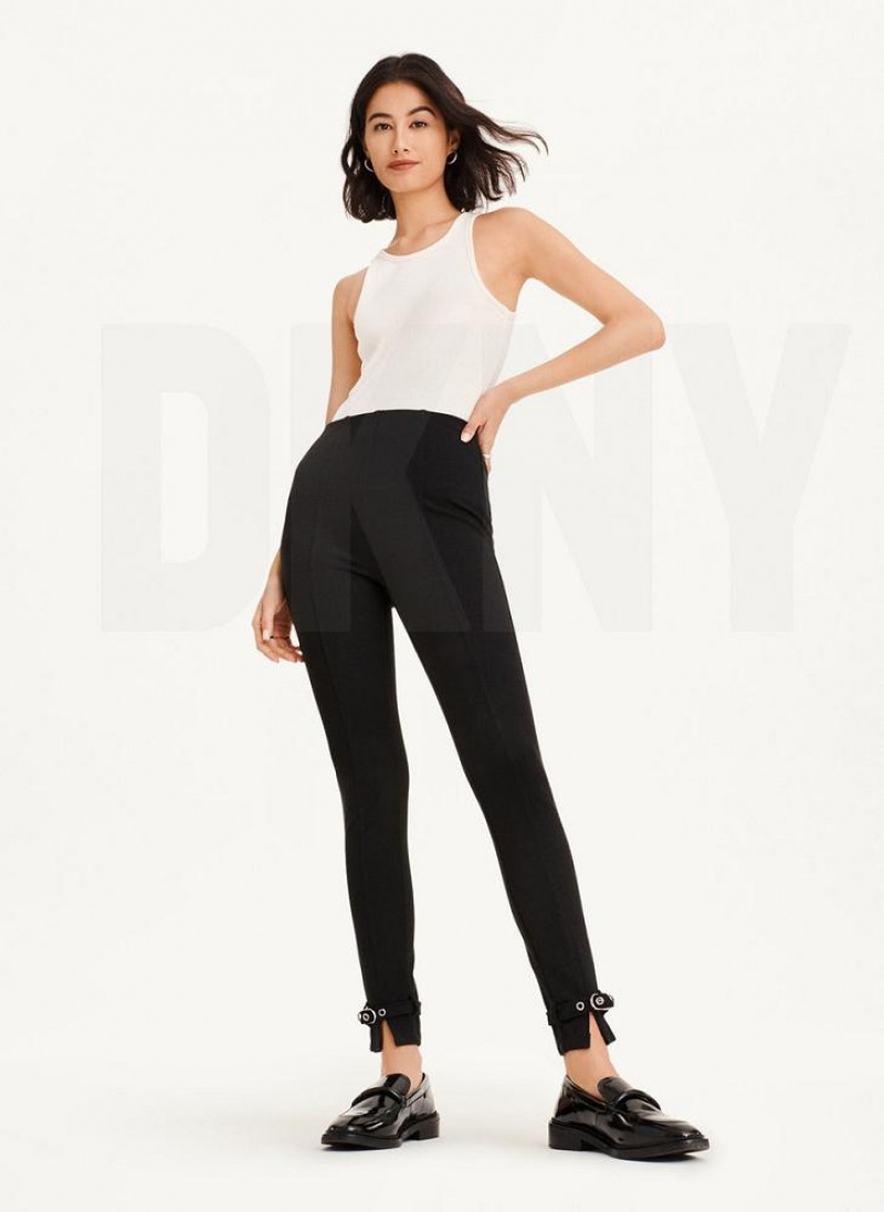 DKNY Front Seam With Buckled Ankle Hose Damen Schwarz | Austria_D1455