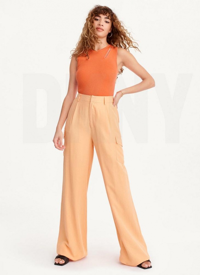 DKNY Frosted Twill Hose Damen Gelb | Austria_D0718