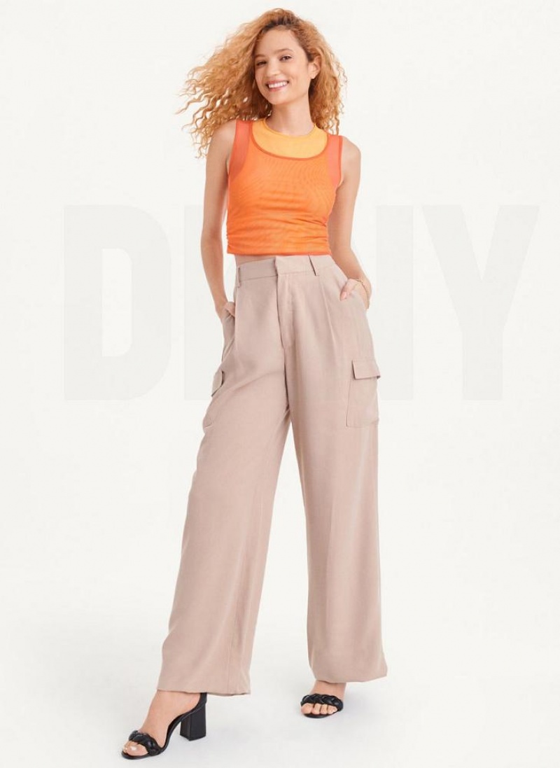 DKNY Frosted Twill Hose Damen Khaki | Austria_D1036