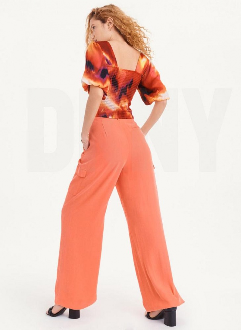 DKNY Frosted Twill Hose Damen Orange | Austria_D0429