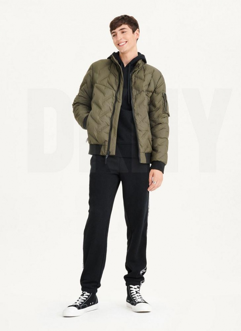 DKNY Gesteppt Bomber Jacken Herren Olivgrün | Austria_D1308