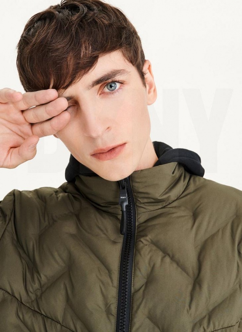 DKNY Gesteppt Bomber Jacken Herren Olivgrün | Austria_D1308