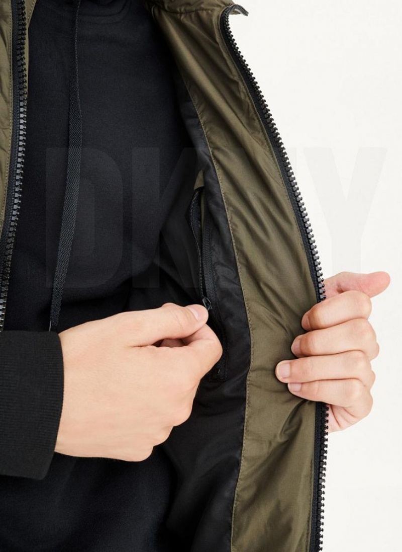 DKNY Gesteppt Bomber Jacken Herren Olivgrün | Austria_D1308