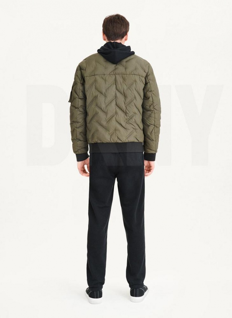 DKNY Gesteppt Bomber Jacken Herren Olivgrün | Austria_D1308