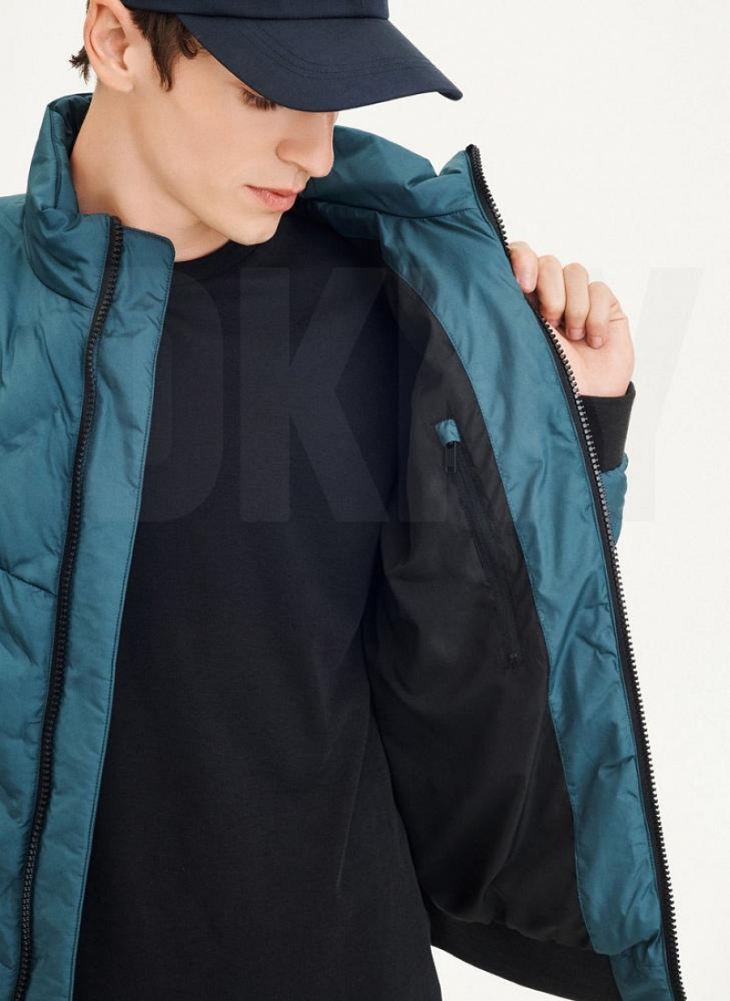 DKNY Gesteppt Bomber Jacken Herren Türkis | Austria_D1860