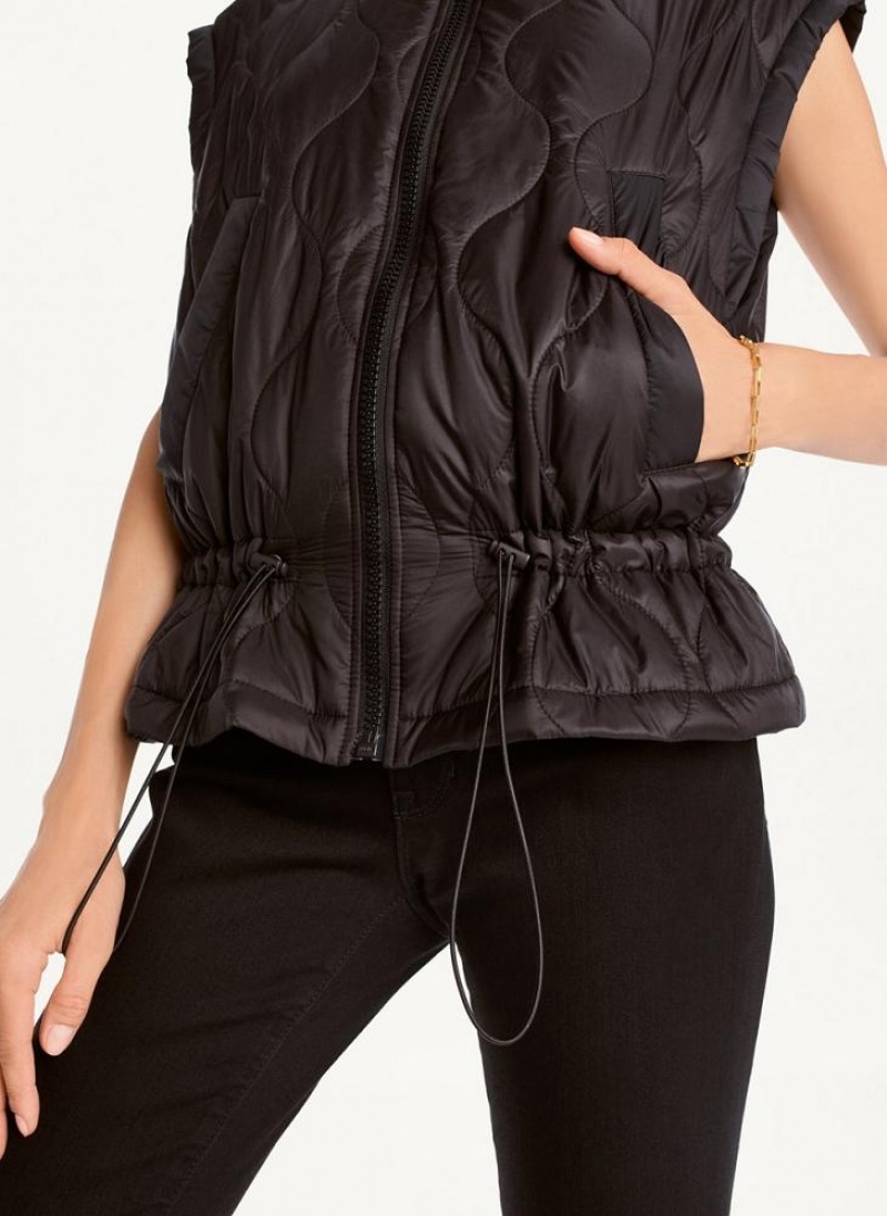 DKNY Gesteppt Cropped Vest Mäntel Damen Schwarz | Austria_D0388