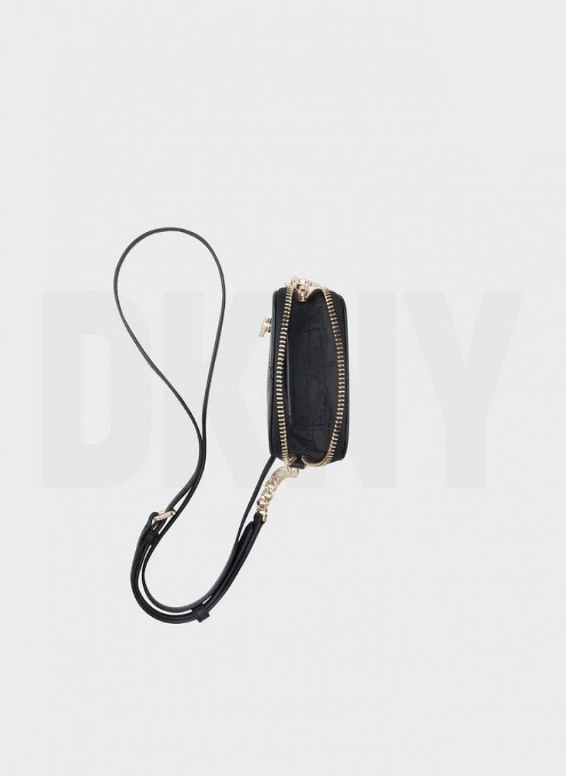 DKNY Gesteppt Phone Crossbody Geldbörse Damen Schwarz Gold | Austria_D0645