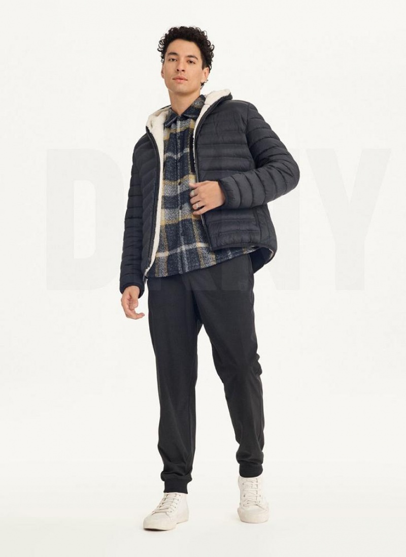 DKNY Gesteppt Reversible Sherpa Jacken Herren Schwarz | Austria_D0335