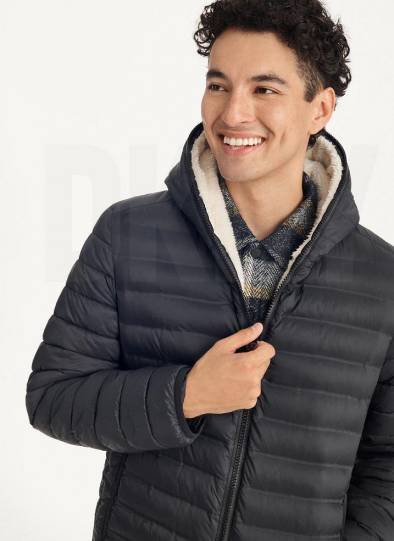 DKNY Gesteppt Reversible Sherpa Jacken Herren Schwarz | Austria_D0335