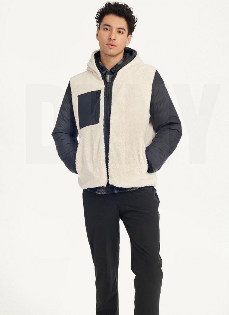 DKNY Gesteppt Reversible Sherpa Jacken Herren Schwarz | Austria_D0335