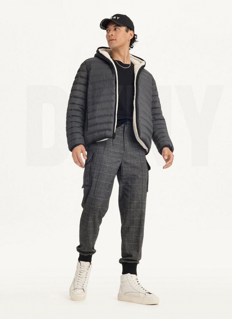 DKNY Gesteppt Reversible Sherpa Jacken Herren Grau | Austria_D0937