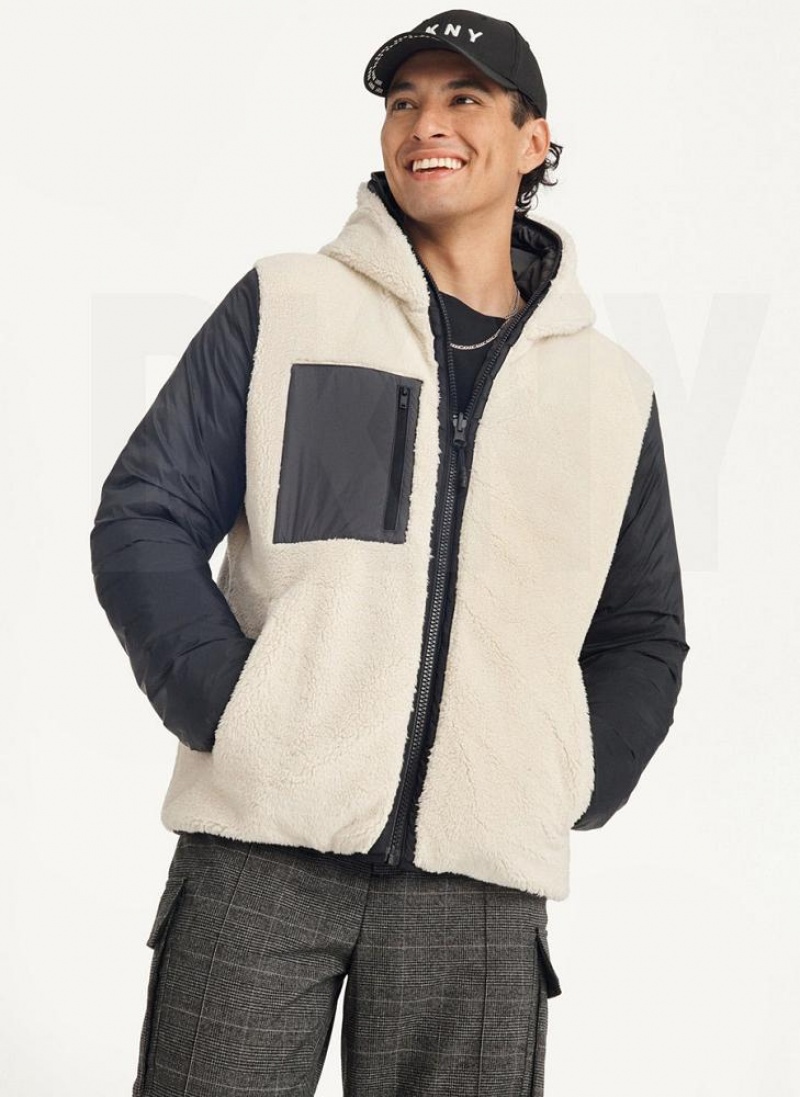 DKNY Gesteppt Reversible Sherpa Jacken Herren Grau | Austria_D0937