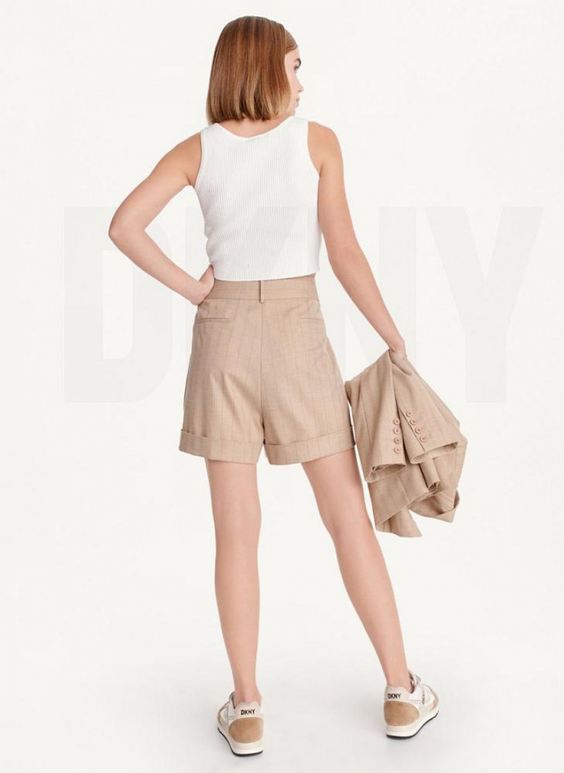 DKNY Gestreift Kurze Hose Damen Beige | Austria_D1001