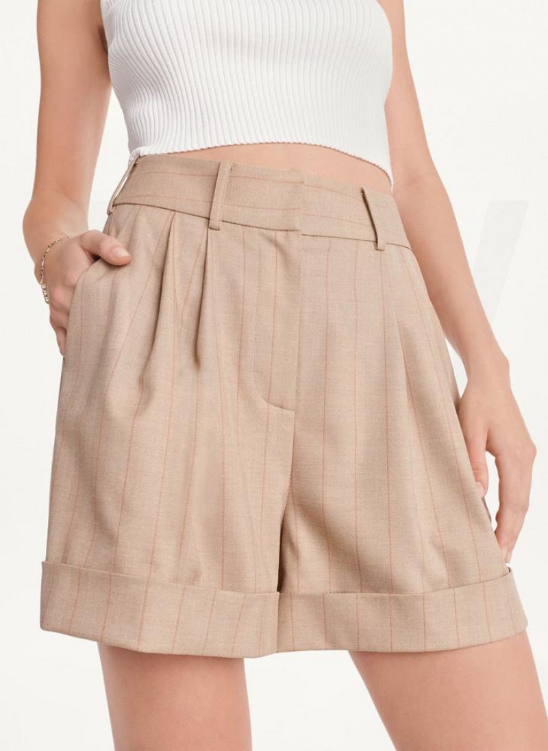 DKNY Gestreift Kurze Hose Damen Beige | Austria_D1001