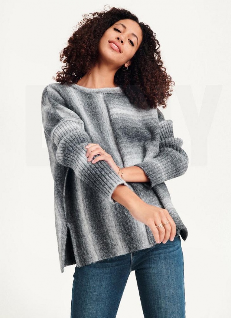 DKNY Gestreift Oversized Fitted Sleeve Pullover Damen Grau | Austria_D1791