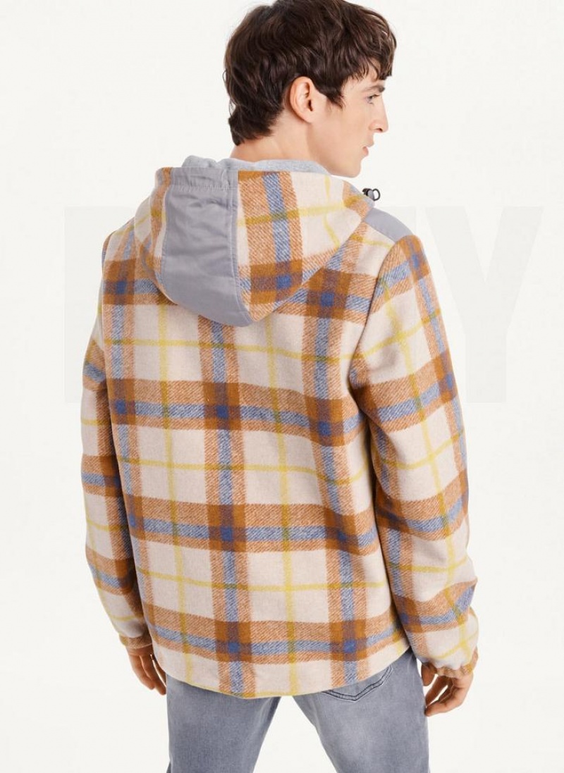 DKNY Gold Plaid Hoodie Jacken Herren Mehrfarbig | Austria_D1554