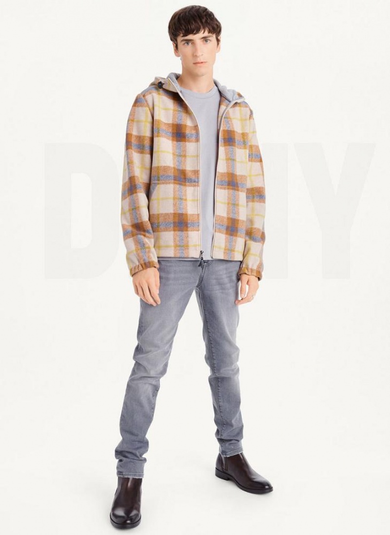 DKNY Gold Plaid Hoodie Jacken Herren Mehrfarbig | Austria_D1554