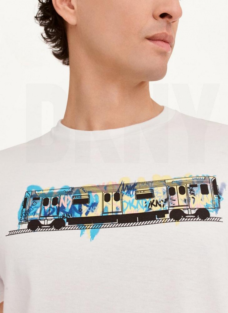 DKNY Graffiti Subway T-shirts Herren Weiß | Austria_D1768