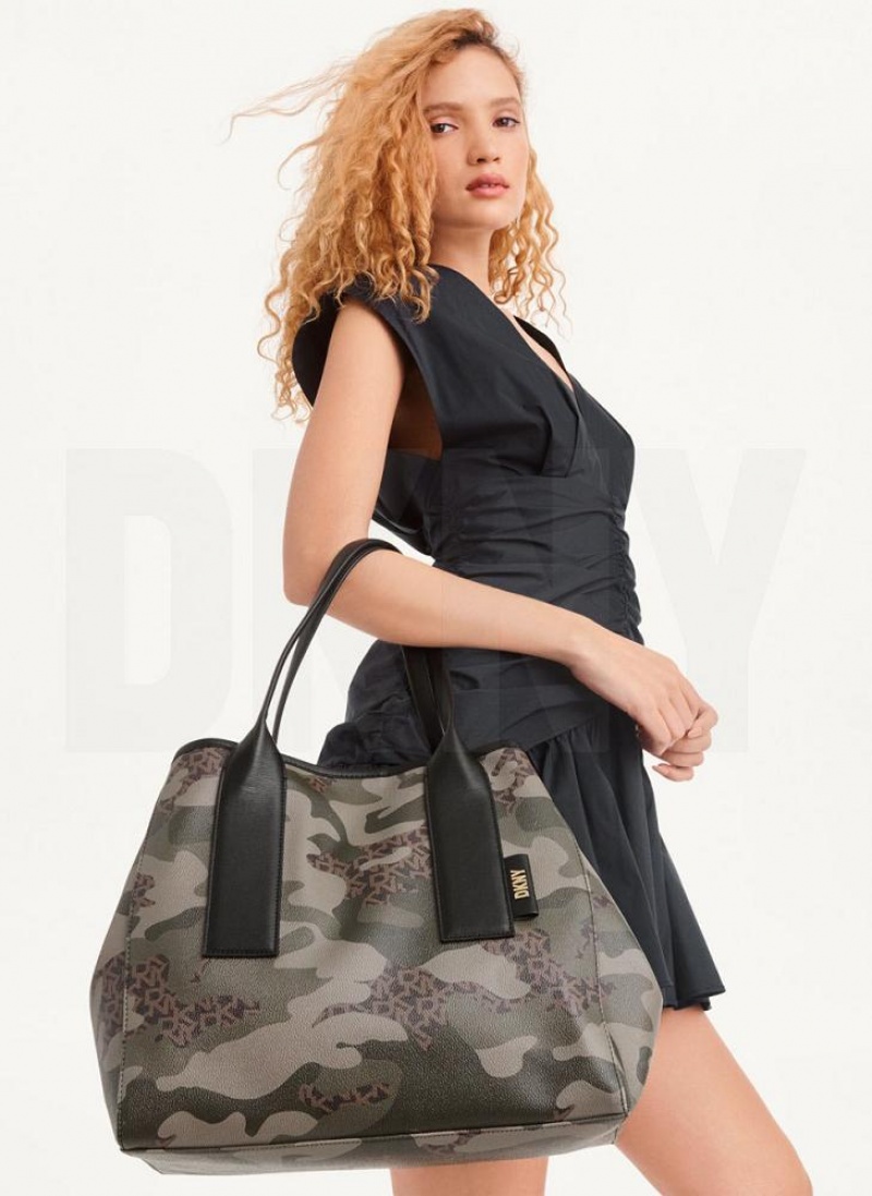 DKNY Grayson Large Tragetaschen Damen Camouflage Schwarz | Austria_D0754