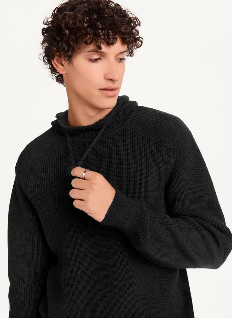 DKNY Half Cardigan Stitch Hoodies Herren Schwarz | Austria_D1234