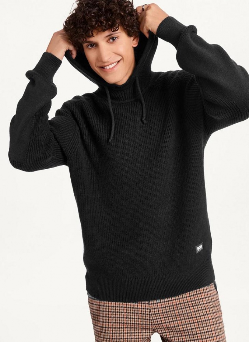 DKNY Half Cardigan Stitch Hoodies Herren Schwarz | Austria_D1234