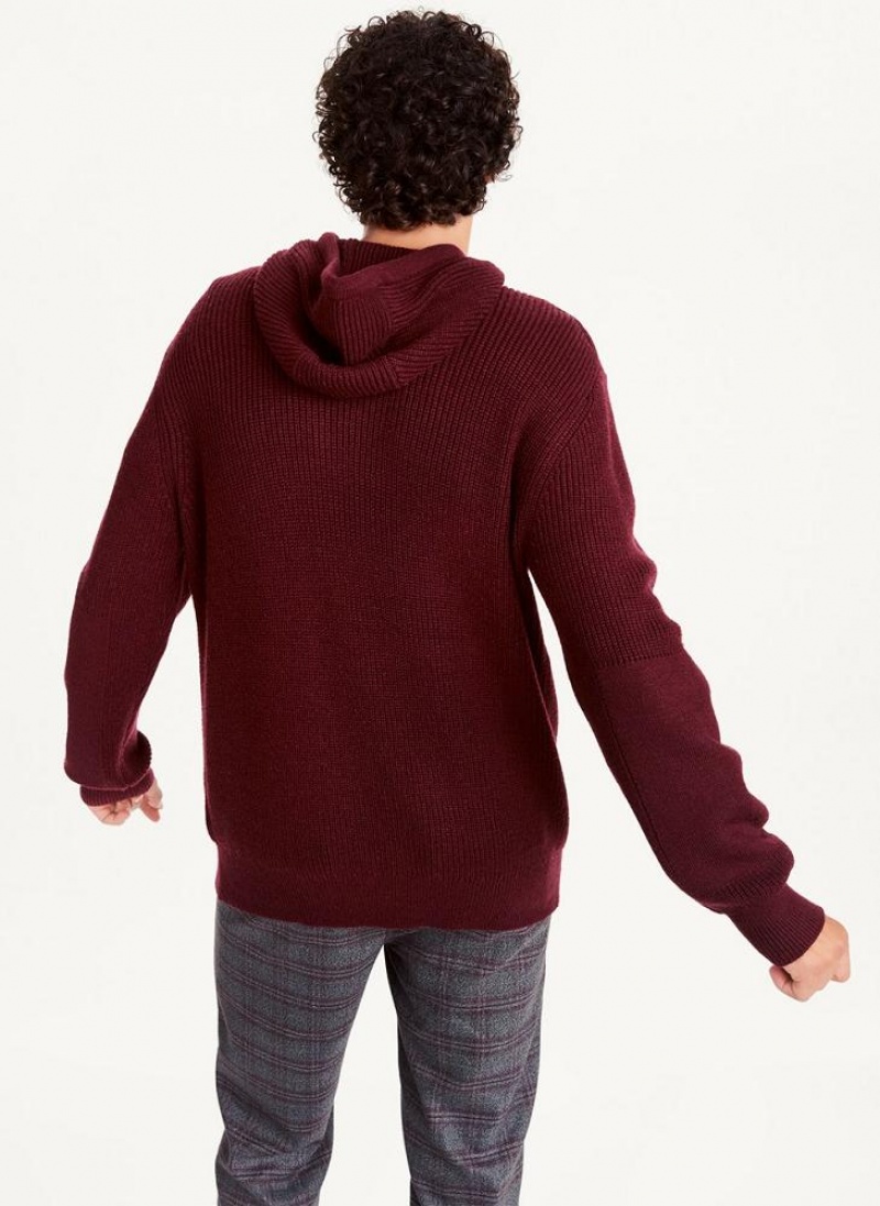 DKNY Half Cardigan Stitch Hoodies Herren Bordeaux | Austria_D1910