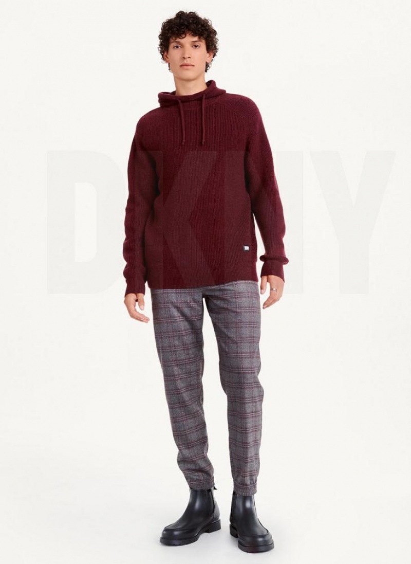 DKNY Half Cardigan Stitch Hoodies Herren Bordeaux | Austria_D1910