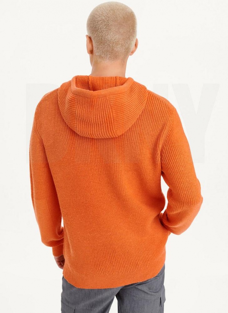 DKNY Half Cardigan Stitch Hoodies Herren Orange | Austria_D0770